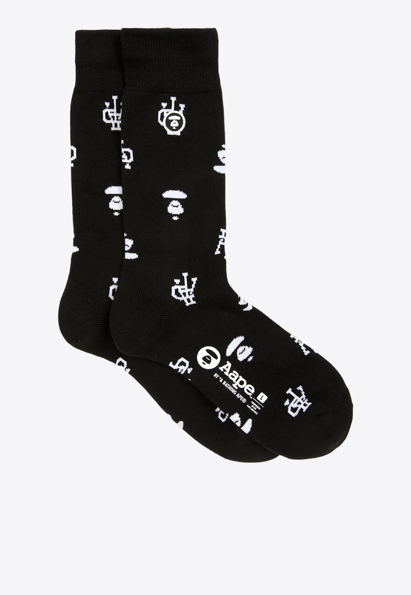 AAPE Logo-Embroidered Socks AAPSOM5272XXMBKXBLACK