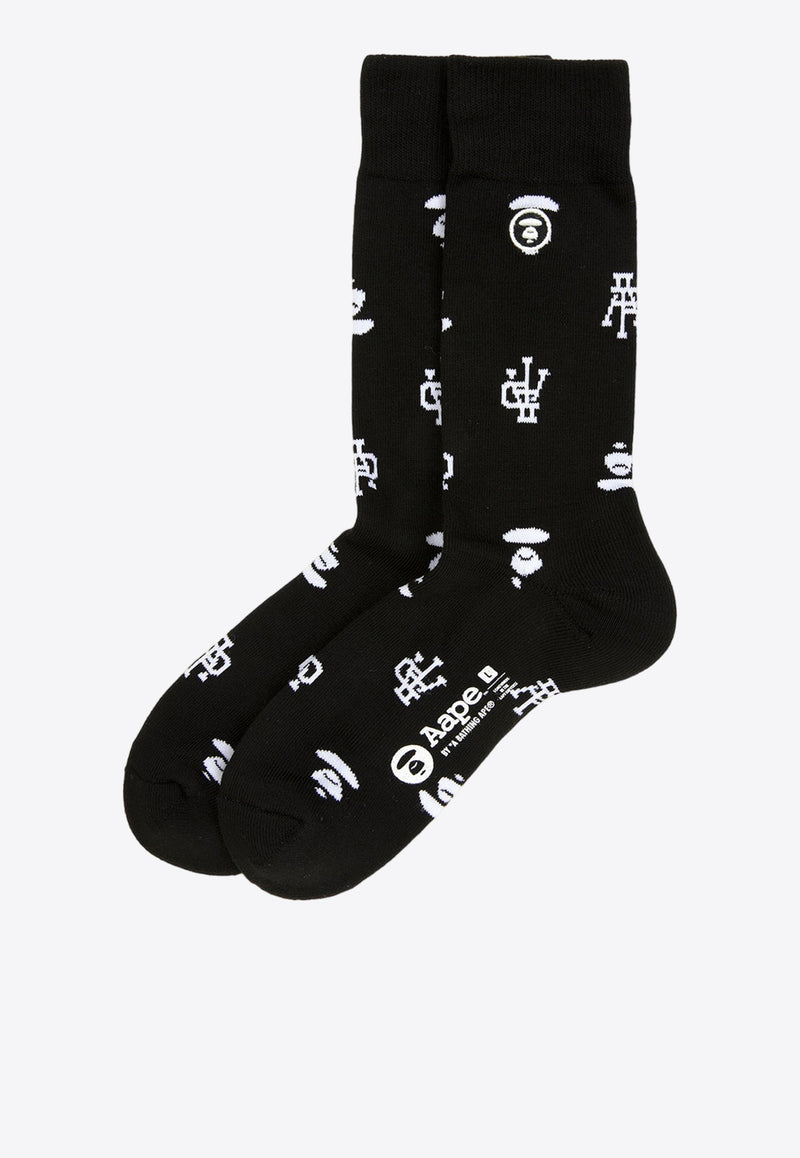 AAPE Logo-Embroidered Socks AAPSOM5272XXMBKXBLACK