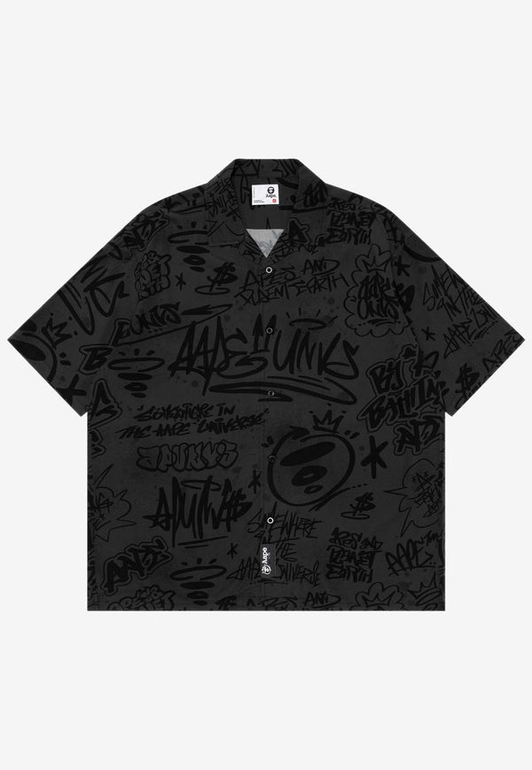 AAPE Moonface Graffiti Short-Sleeved Shirt AAPSRM8485XXMGYBGREY