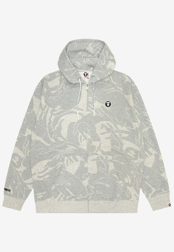 AAPE Moonface Zip-Up Camo Hooded Sweatshirt Gray AAPSWMB326XANGYZGREY MULTI