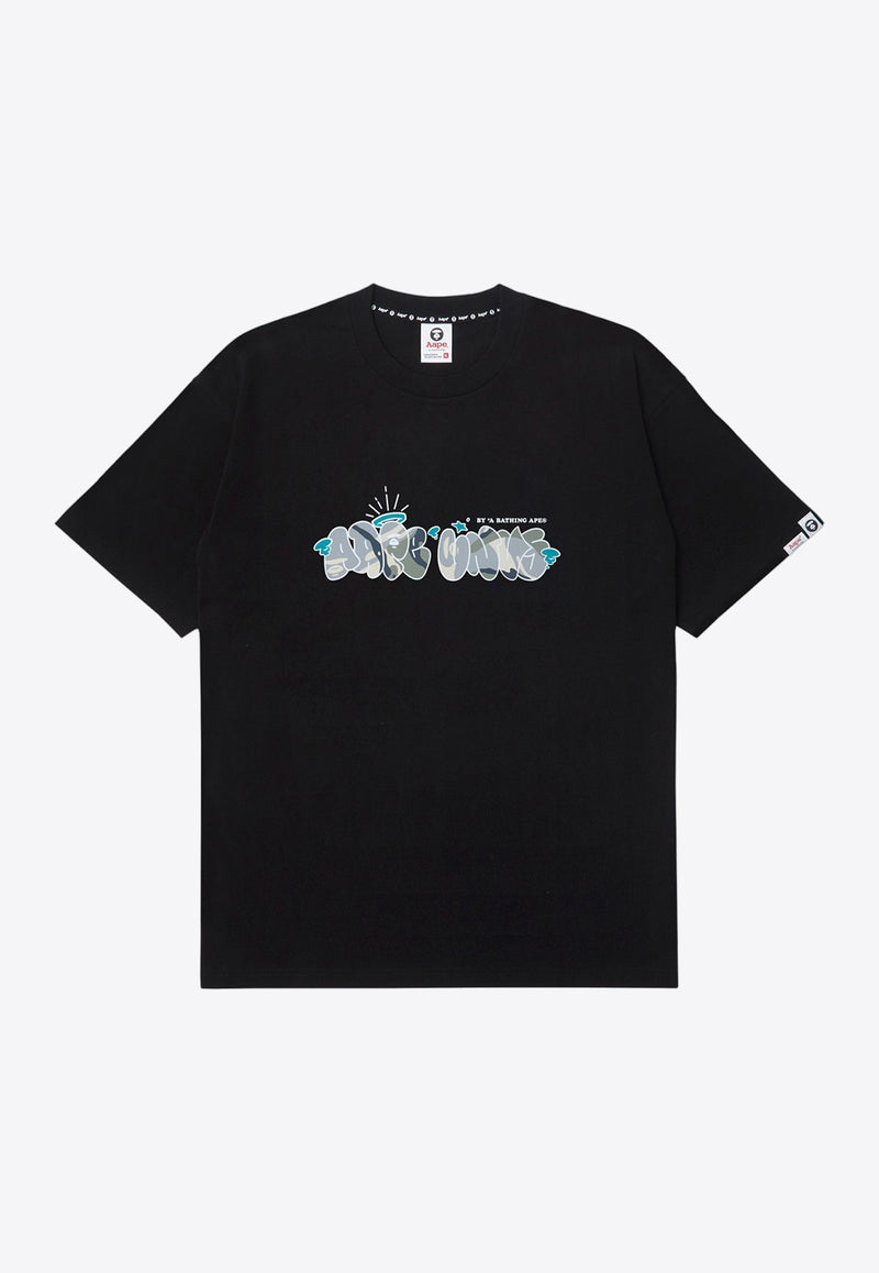 AAPE Moonface Graphic Crew Neck T-shirt Black