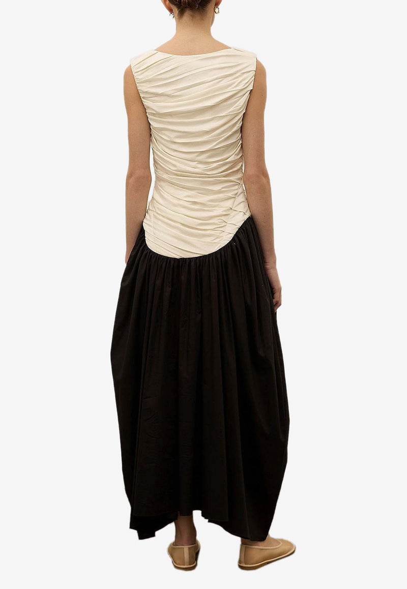 Abadia Ora Draped Maxi Dress Black AB100017-BLKBLACK/WHITE