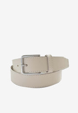 The Frankie Shop Toni Leather Buckle Belt Cream ABETON046CREAM