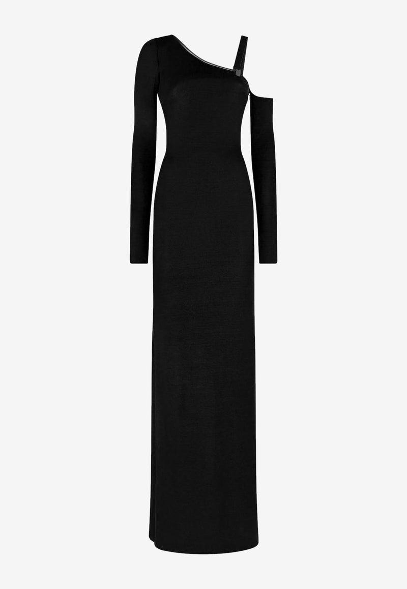 Tom Ford One-Shoulder Asymmetric Maxi Dress ABJ724-FAX162 LB999 Black