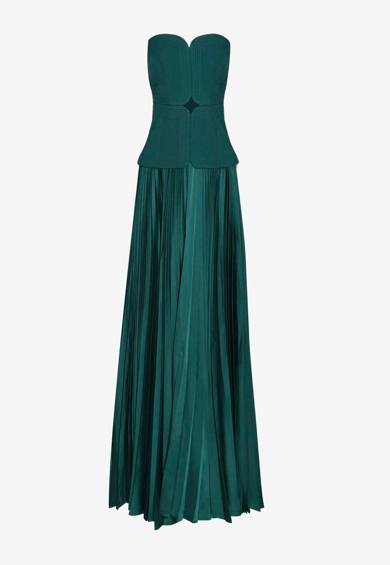 Acler Avonlea Strapless Pleated Maxi Dress Green AS2310213DGREEN