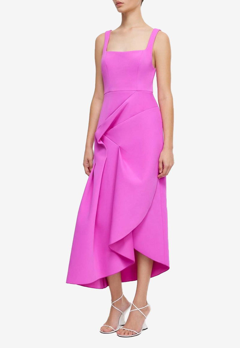 Acler Hewton Draped Midi Dress Fuchsia