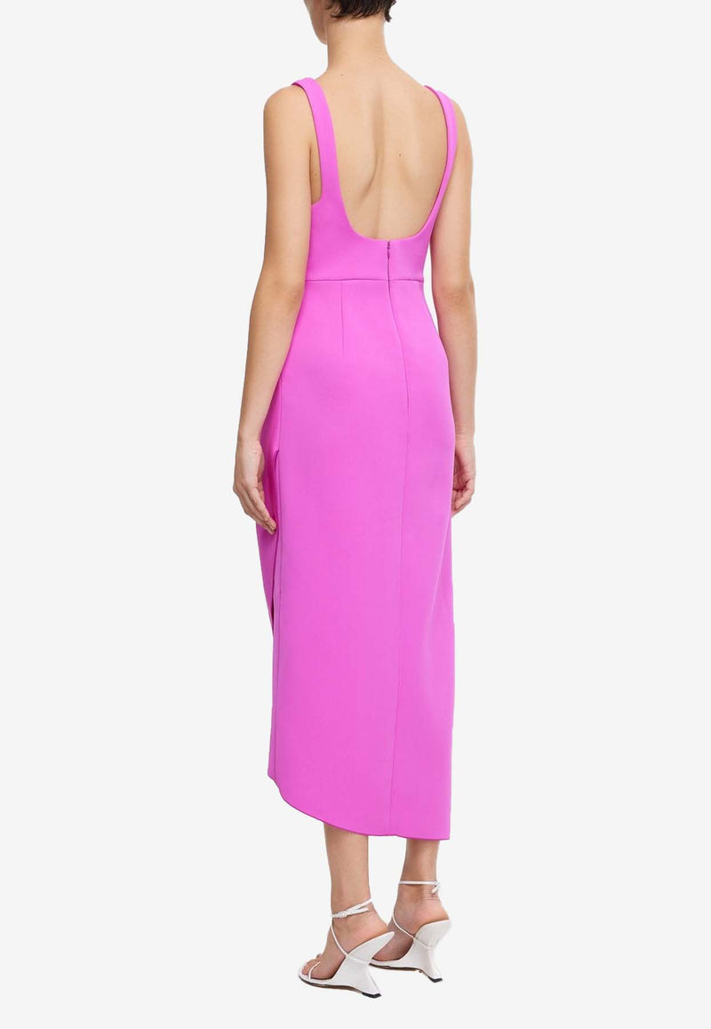 Acler Hewton Draped Midi Dress Fuchsia