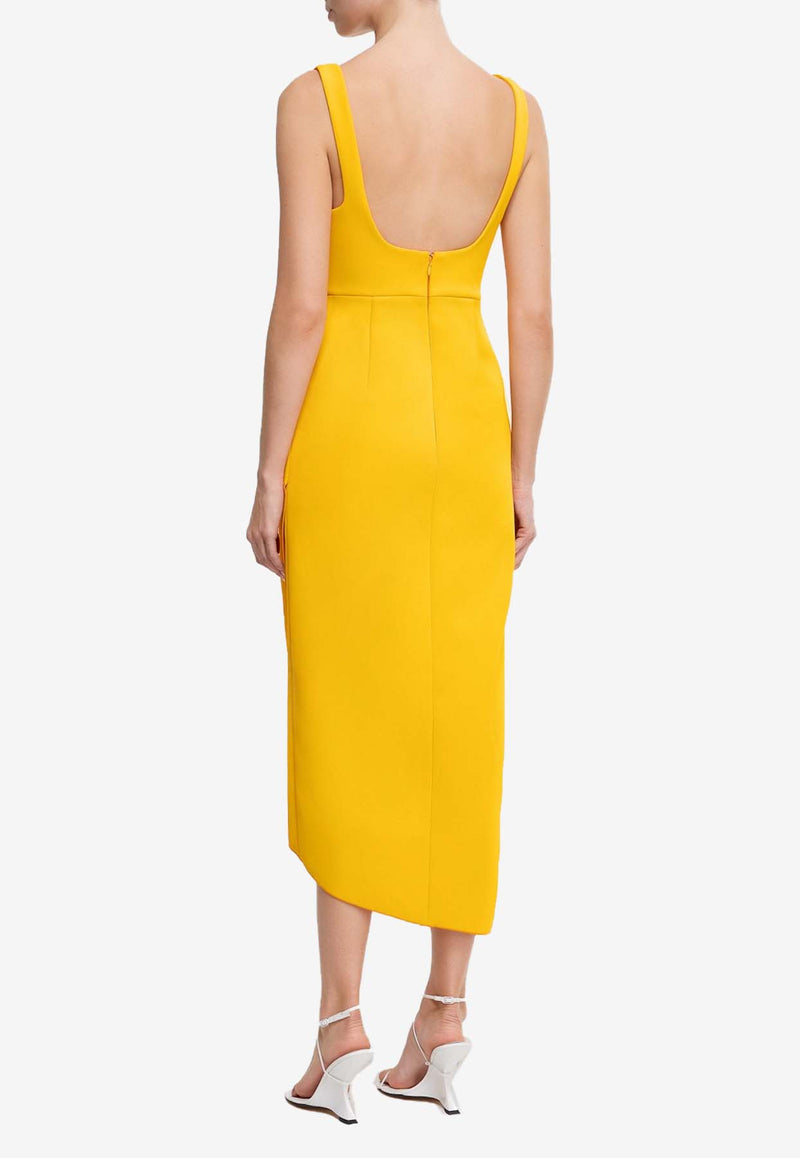 Acler Hewton Draped Midi Dress Yellow