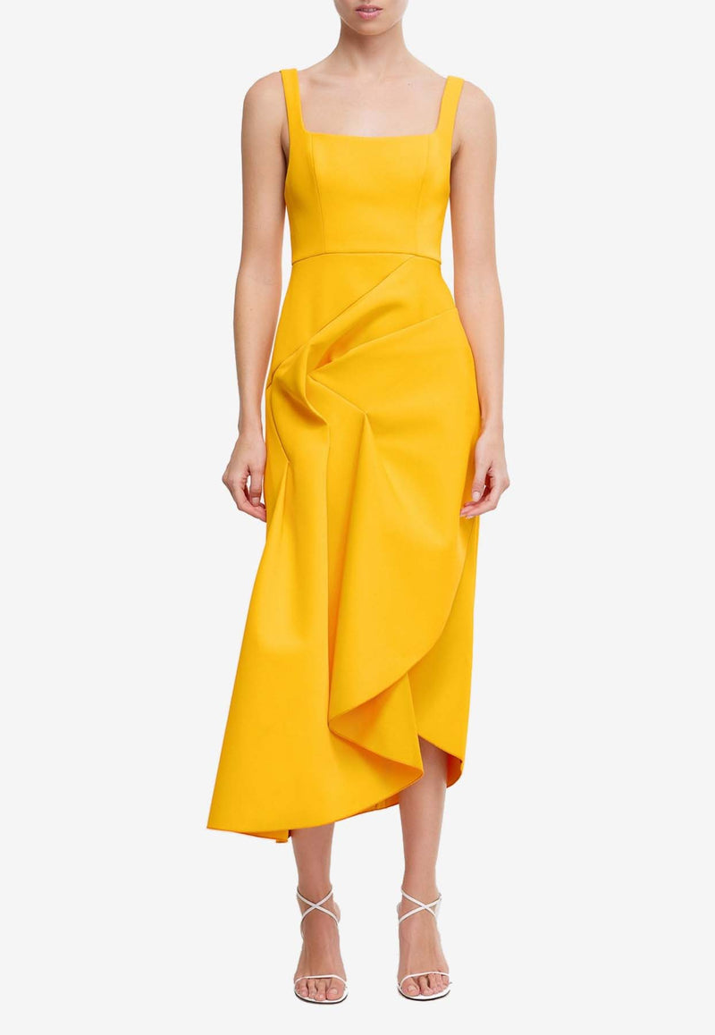 Acler Hewton Draped Midi Dress Yellow