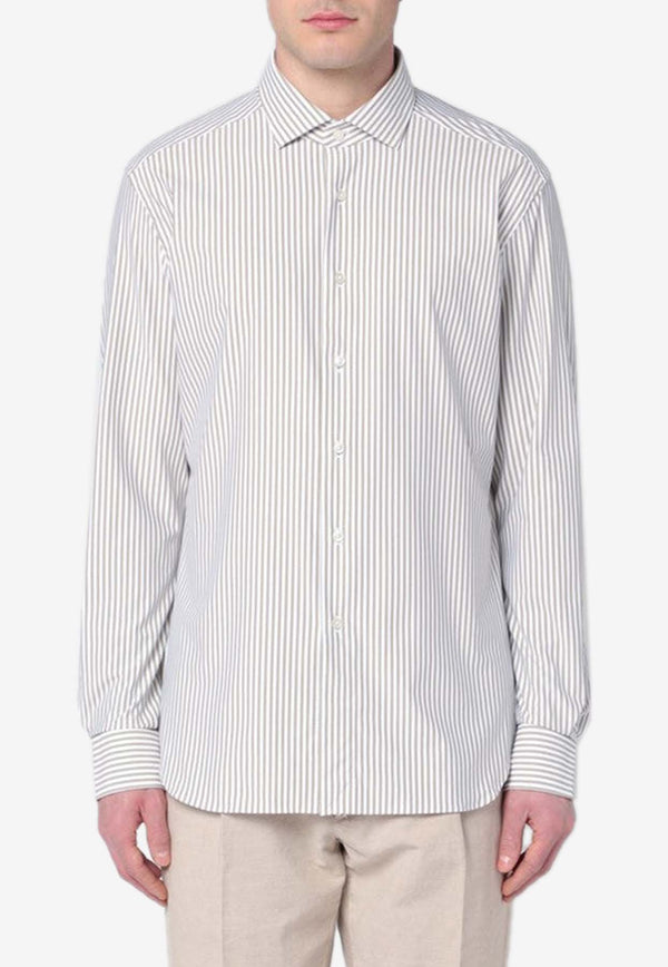 XACUS Striped Long-Sleeved Shirt Beige ACT558ML81609/Q_XACUS-003