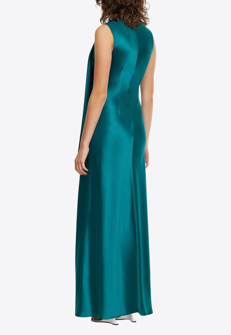 Acler Jeffries Draped Satin Maxi Dress Green AD2407135D-MYRTLEGREENGREEN