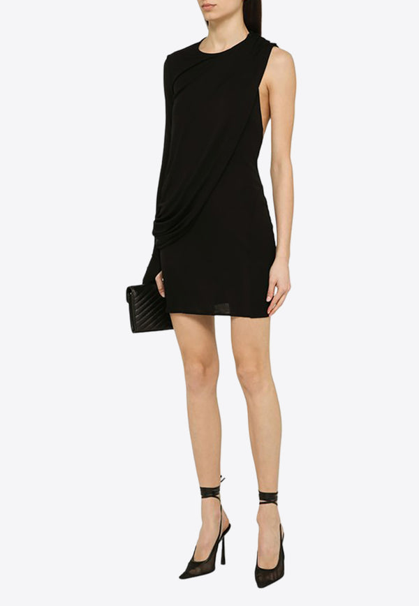 Andreadamo Draped Viscose One-Shoulder Mini Dress Black ADPS24DR08290473VI/O_ANDRA-0473