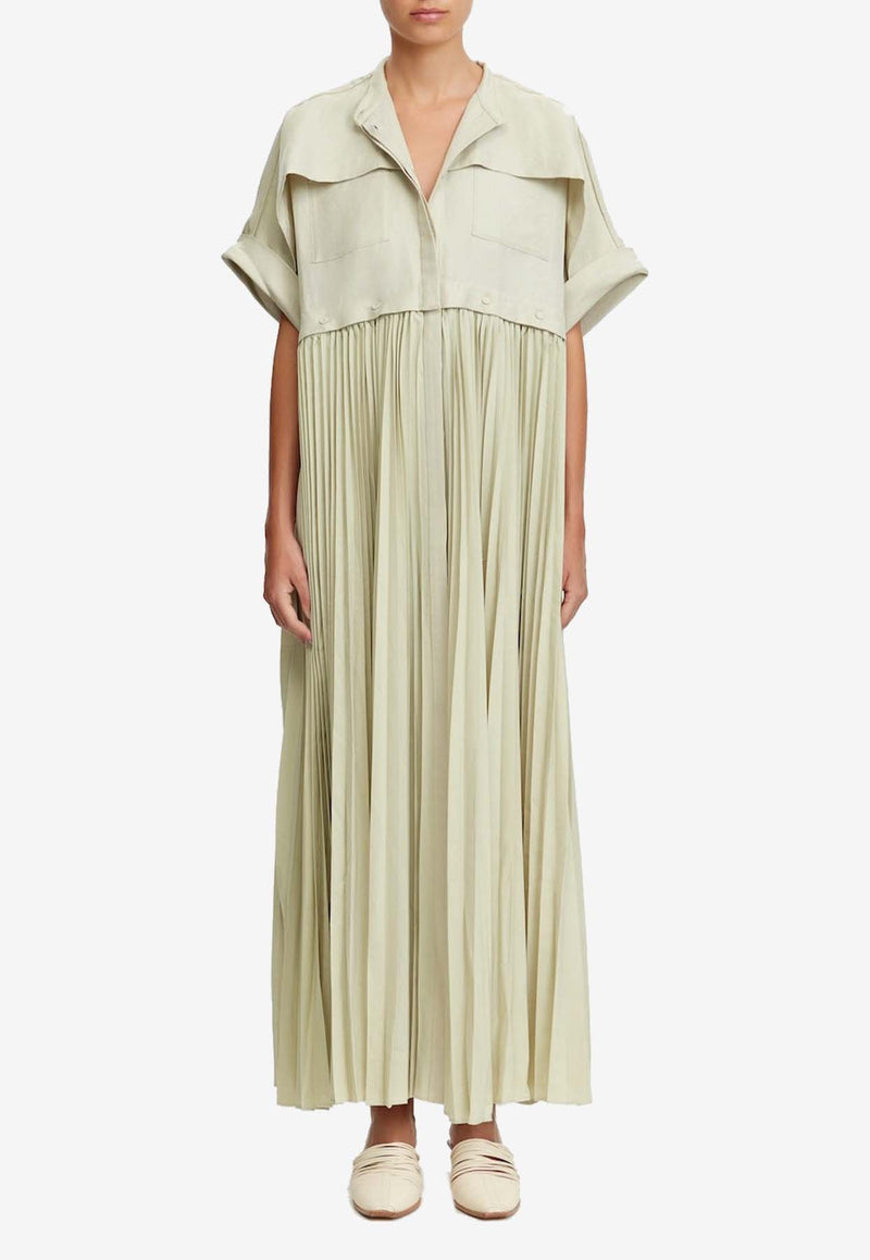 Acler Havering Pleated Maxi Dress Beige AL2410077D-STONEBEIGE