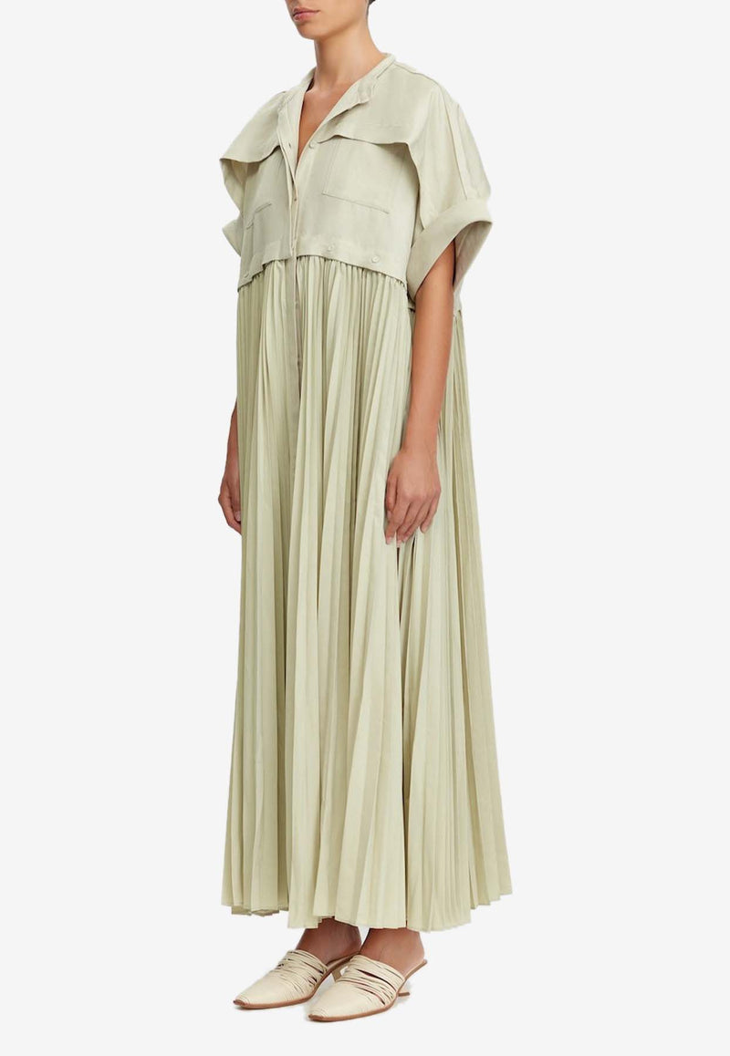 Acler Havering Pleated Maxi Dress Beige AL2410077D-STONEBEIGE