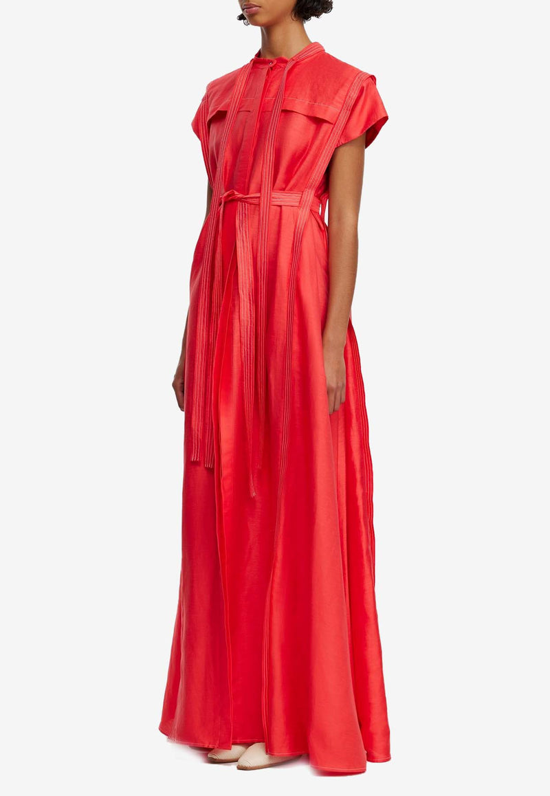 Acler Fairyhill Satin Maxi Dress Red AL2410140D-CHILLIRED