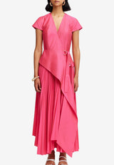 Acler Docklands Pleated Satin Midi Dress Fuchsia AL2410181D-FUSCHIAFUCHSIA