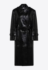 Sportmax Alfeo Semi-Glossy Leather Trench Coat Black ALFEO1234LE/P_SPORM-001