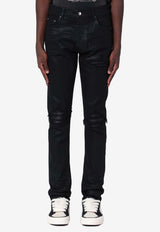 Amiri Staggered Logo Waxed Jeans Black AMDNSY1113CO/Q_AMIRI-002