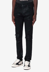 Amiri Staggered Logo Waxed Jeans Black AMDNSY1113CO/Q_AMIRI-002