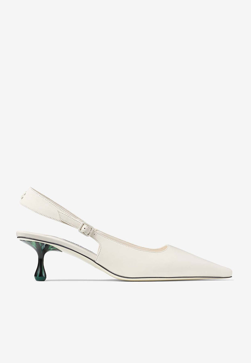 Jimmy Choo Amel 50 Pointed Slingback Pumps AMEL 50 CDO LATTE/MALACHITE