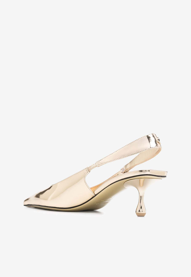 Jimmy Choo Amel 50 Pointed Metallic Pumps AMEL 50 QUI GOLD Gold