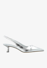 Jimmy Choo Amita 45 Metallic Leather Slingback Pumps AMITA 45 BYK SILVER