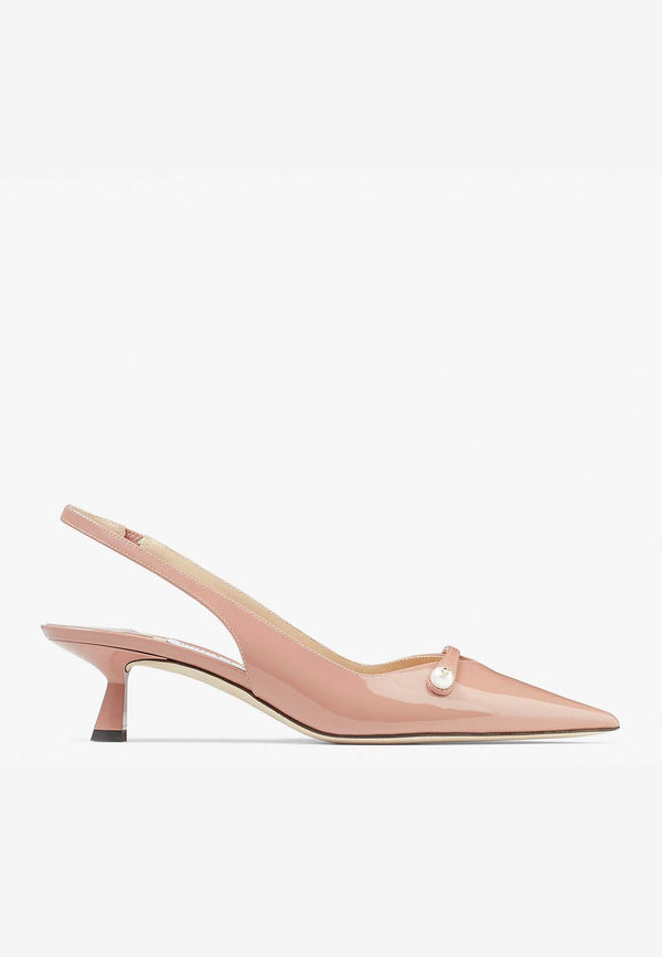 Jimmy Choo Amita 45 Slingback Pumps in Patent and Nappa Leather AMITA 45 PTZ BALLET PINK/BALLET PINK