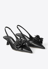 Amita 45 Nappa Leather Slingback Pumps Jimmy Choo AMITA/FLOWERS 45 BGW BLACK