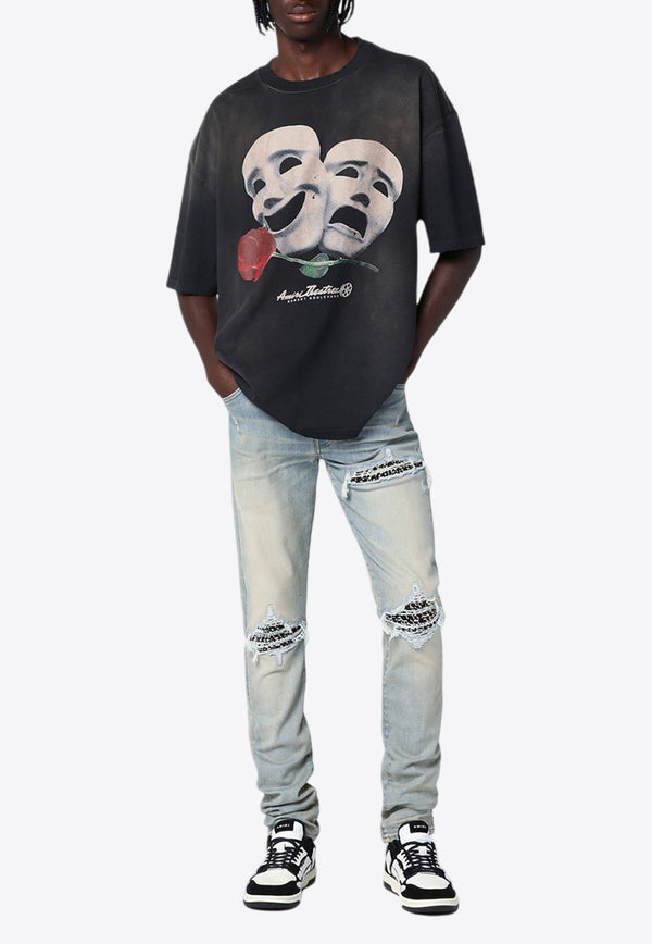 Amiri Theatre Masks Print Crewneck T-shirt Black AMJYTE1088CO/P_AMIRI-001