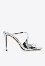 Jimmy Choo Anise 95 Metallic Leather Mules Silver ANISE 95 QUI SILVER