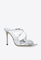 Jimmy Choo Anise 95 Metallic Leather Mules Silver ANISE 95 QUI SILVER