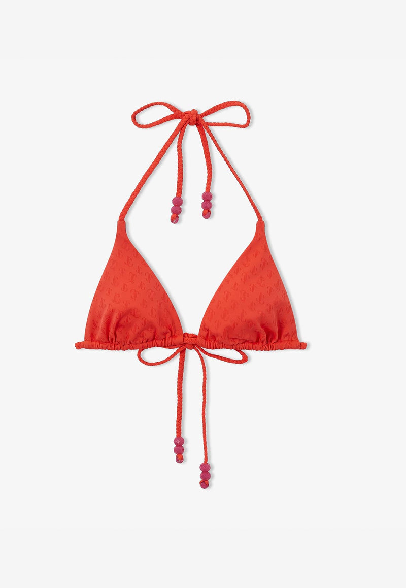 Jimmy Choo Ariah JC Monogram Triangle Bikini Top ARIAH B076 S616 PAPRIKA/PAPRIKA