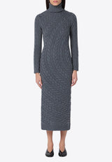 Max Mara Arte Cable Knit Turtleneck Maxi Dress Gray ARTEWO/P_MAXM-006