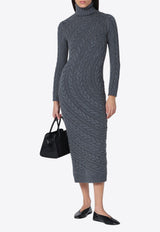 Max Mara Arte Cable Knit Turtleneck Maxi Dress Gray ARTEWO/P_MAXM-006