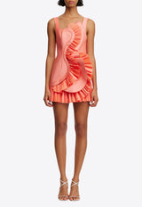 Acler Etherley Ruffled Mini Dress AS2407213D-HIBISCUSPINKPEACH