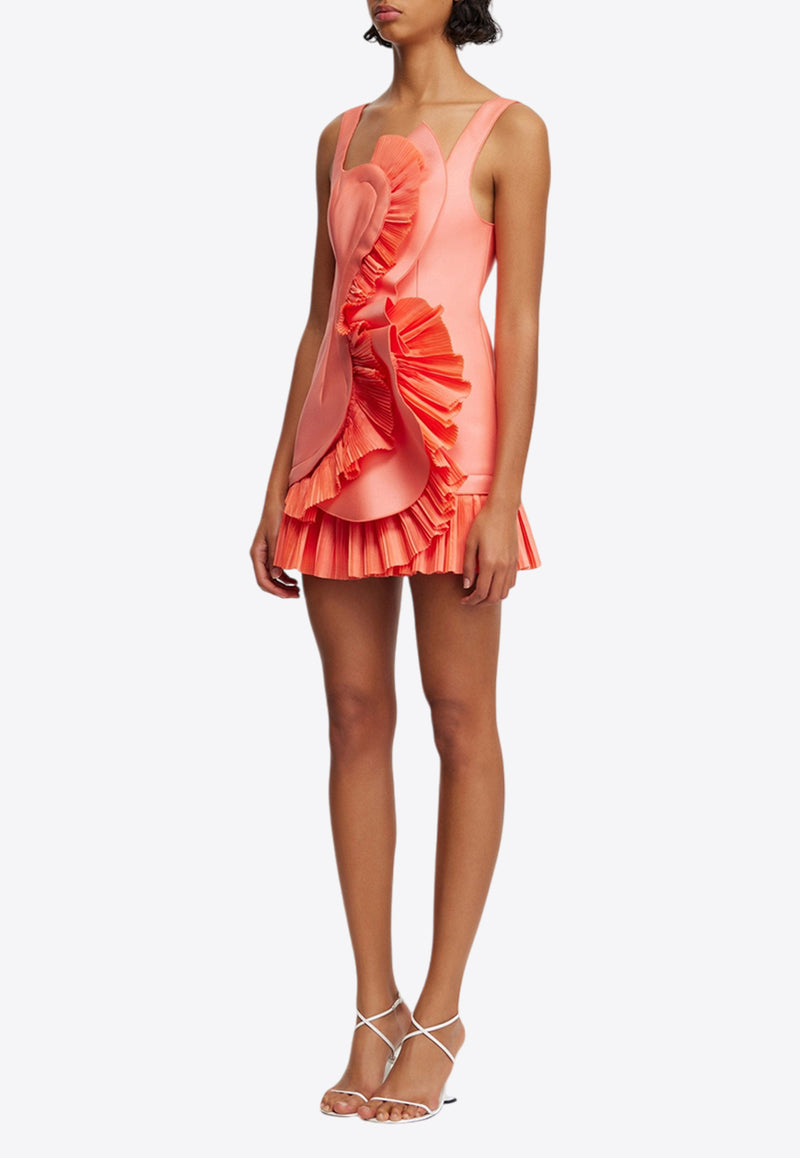 Acler Etherley Ruffled Mini Dress AS2407213D-HIBISCUSPINKPEACH