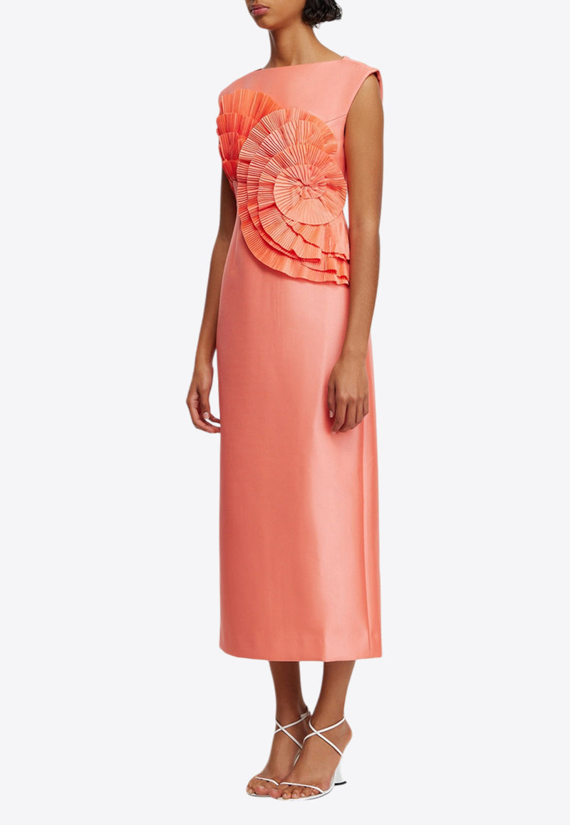 Acler Glynde Sleeveless Midi Dress AS2407217D-HIBISCUSPINKPEACH