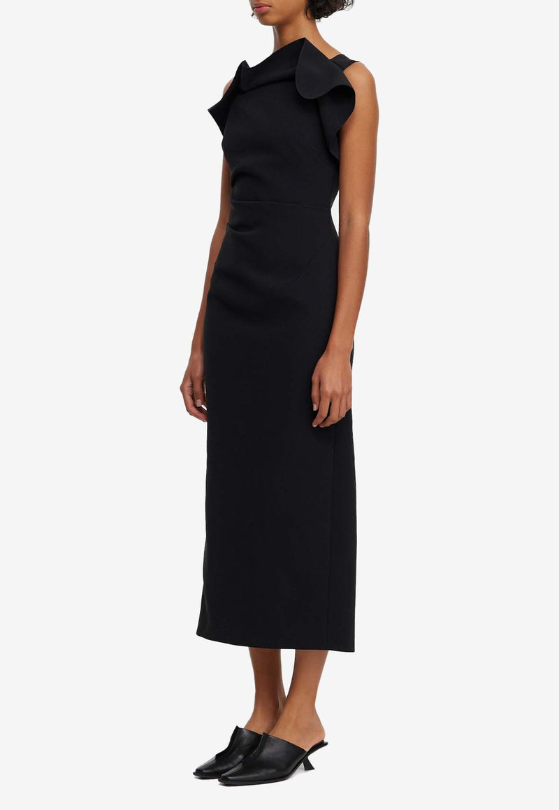 Acler Warfield Ruffled Midi Dress Black AS2410150D-BLACKBLACK