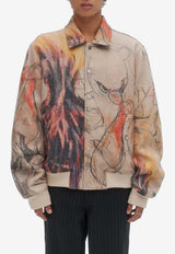 Dom Rebel Ascend Printed Bomber Jacket Beige ASCENDBOMBER JACKETBEIGE