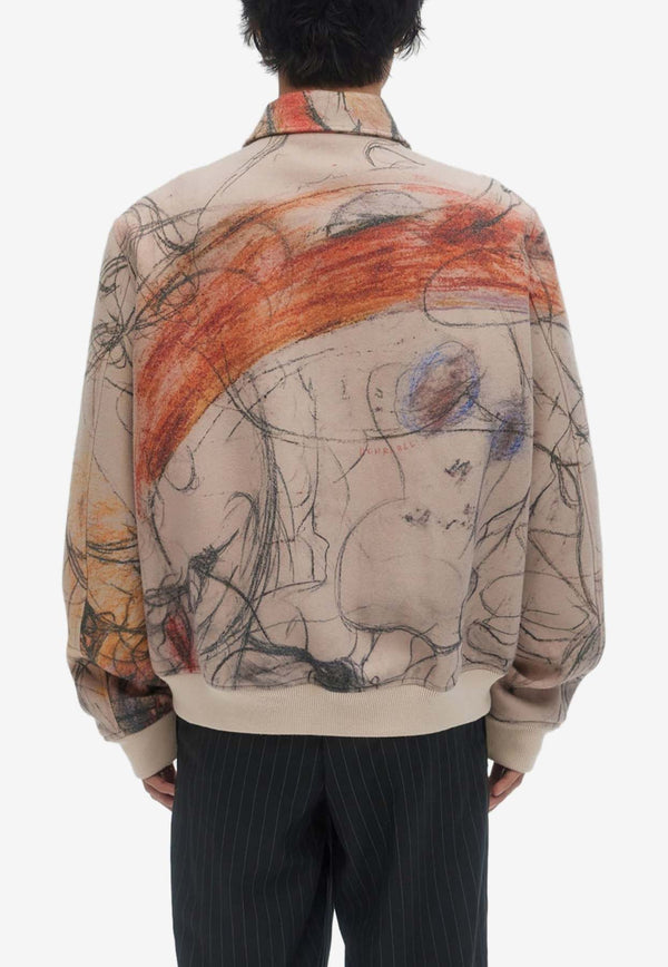 Dom Rebel Ascend Printed Bomber Jacket Beige ASCENDBOMBER JACKETBEIGE