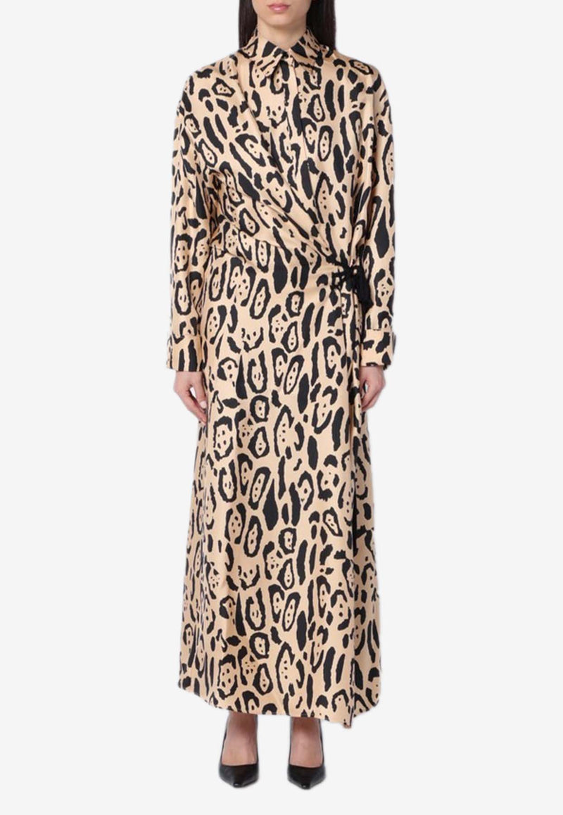 Sportmax Astoria Leopard Print Midi Dress Beige ASTORIACO/Q_SPORM-002