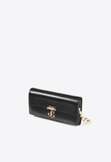 Avenue Pearl-Strap Clutch Jimmy Choo AVENUE WALLET/CH B BLACK/LIGHT GOLD