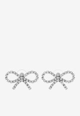 Self-Portrait Mini Bow Crystal Embellished Earrings Silver AW24-601-SLSILVER