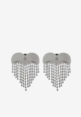 Self-Portrait Crystal Fringed Heart Earrings Silver AW24-610-SLSILVER