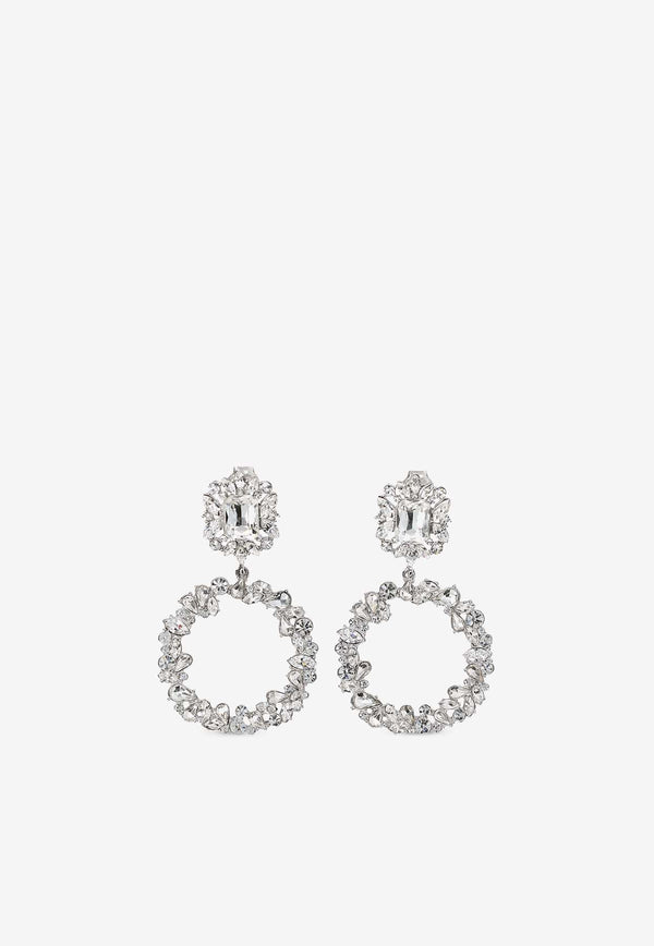 Self-Portrait Crystal Embellished Drop Earrings Silver AW24-611-SLSILVER