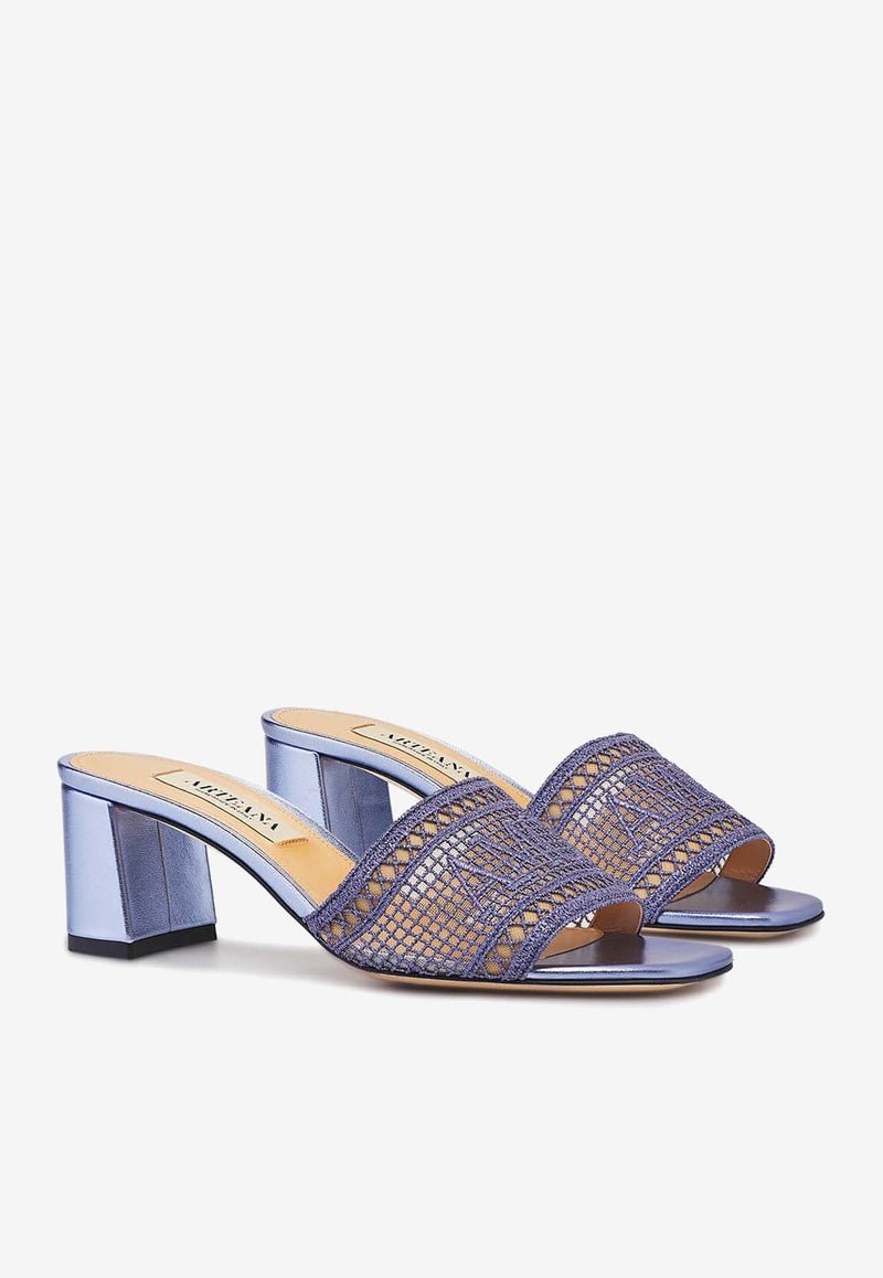 Arteana Vera 50 Metallic Crochet Mules Blue AW24VERGLAS50BLUE