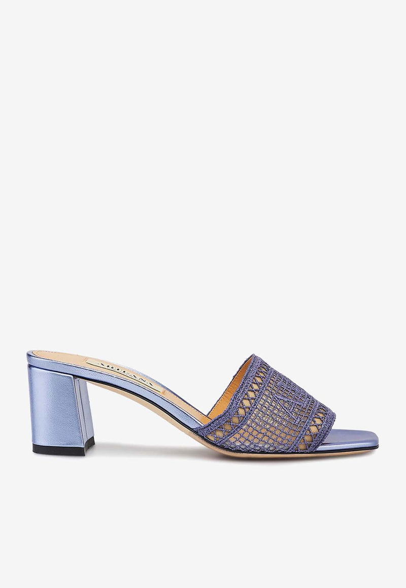 Arteana Vera 50 Metallic Crochet Mules Blue AW24VERGLAS50BLUE