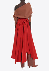 A.W.A.K.E Asymmetric Midi Skirt AW24.S01.PL08.REDRED