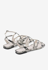 Jimmy Choo Ayla Snake Print Leather Flats AYLA FLAT PKB ROCCIA