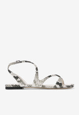 Jimmy Choo Ayla Snake Print Leather Flats AYLA FLAT PKB ROCCIA